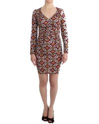 Gianfranco Ferré - Geometrische Print Mini Jurk Lange Mouwen V-Hals - Lyst