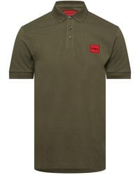 HUGO - Deruso Short Sleeve Polo Shirt With Logo Detail And Ribbed Collar - Lyst