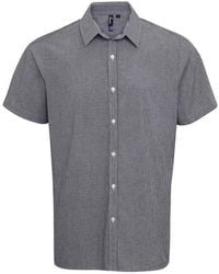 PREMIER - Gingham Cotton Short-Sleeved Shirt - Lyst