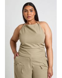 Boohoo - Plus Strap Detail Pleated Tailored Top - Lyst