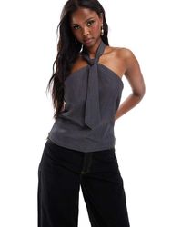 ONLY - Tailored Halterneck Top With Tie Detail - Lyst