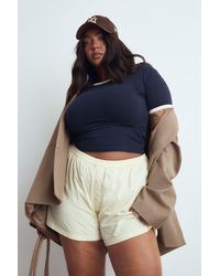 Boohoo - Plus Cotton Poplin Button Down Short - Lyst