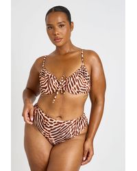 Boohoo - Plus Abstract Underwired Bikini Top And High Waist Bottom - Lyst