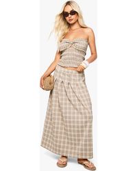 Boohoo - Check Pleated Split Midi Skirt - Lyst