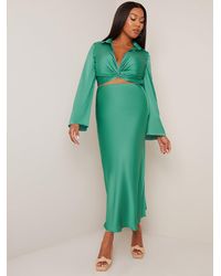Chi Chi London - Satin Slip Maxi Skirt - Lyst