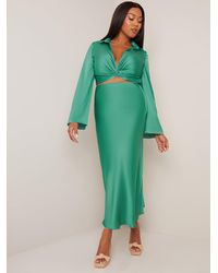 Chi Chi London - Satin Slip Maxi Skirt - Lyst