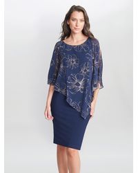 Gina Bacconi - Fiona Floral Glittered Asymmetric Dress - Lyst
