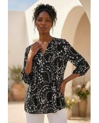 Roman - Ditsy Print Pintuck Stretch Shirt - Lyst