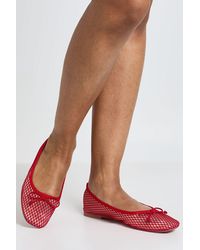 Boohoo - Mesh Bow Detail Ballet Flats - Lyst