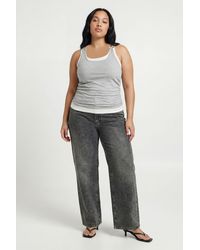 Boohoo - Plus Ribbed Layer Vest With Trim - Lyst