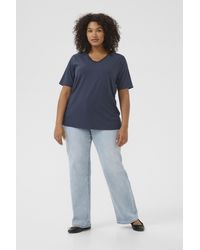 Kaffe - Blouse Met Korte Mouwen Regular Fit Midnight Marine Cc Dark - Lyst