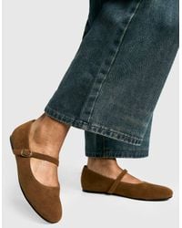 Boohoo - Faux Suede Mary Jane Ballet Flats - Lyst