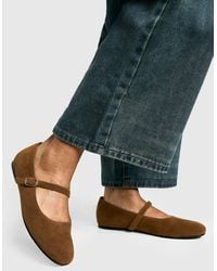 Boohoo - Faux Suede Mary Jane Ballet Flats - Lyst