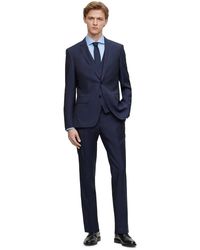 BOSS - Solid Patterned Notch Collared Full Suit - Lyst