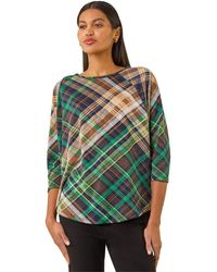 Roman - Check Print Round Hem Top - Lyst