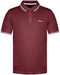 Ben Sherman - Tweeling Gestipt Rood/wit Poloshirt - Lyst