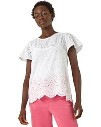 Roman - Broderie Short Sleeve Top - Lyst