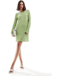 Vero Moda - Plisse Mini Dress With Fluted Sleeve - Lyst