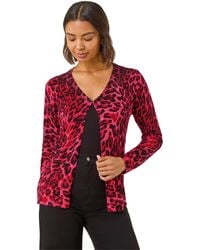 Roman - Hotfix Animal Print Knit Cardigan - Lyst