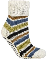 Elle - 1 Pair Ladies Chunky Fair Isle Moccasin Grip Socks - Lyst