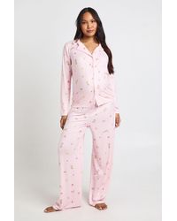 Boohoo - Maternity Bunny And Bow Print Long Sleeve Shirt & Trouser Pyjama Set - Lyst