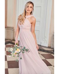 Quiz - Pink Chiffon Cross Front Maxi Dress - Lyst