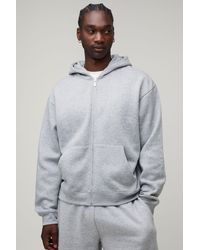 BoohooMAN - Tall Essential Oversized Boxy Zip Through Hoodie - Lyst