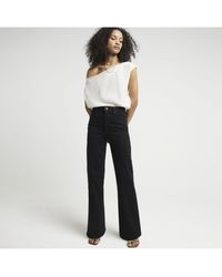 River Island - Wide Leg Jeans High Waisted Cotton - Lyst