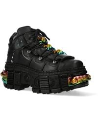 New Rock - Platform Leather Ankle Boots-Wall106-S23 - Lyst