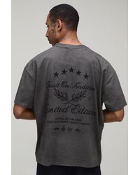 BoohooMAN - Oversized Built On Tradition Print Spray Wash T-Shirt Cotton - Lyst