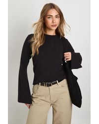 Boohoo - Cotton Flare Sleeve Top - Lyst