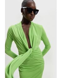 Karen Millen - Premium Stretch Crepe Jersey Plunge Neck Maxi Dress - Lyst
