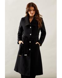 Wallis - Knitted Collar Button Through Wrap Coat - Lyst