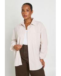 Boohoo - Plus Stripe Poplin Oversized Shirt - Lyst