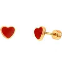 The Jewellery Stockroom - Plated Enamel Heart Flatback Stud Earrings - Lyst