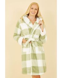 Yumi' - Check Super Soft Dressing Gown - Lyst