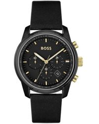 BOSS - Accessoires Trace Horloge Met Zwarte Wijzerplaat In Zwart - Lyst
