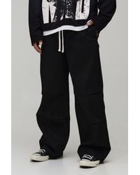 BoohooMAN - Elasticated Waist Contrast Drawcord Baggy Trouser - Lyst