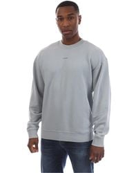 HUGO - Crew Neck Drop Shoulder Long Sleeve Sweatshirt - Lyst
