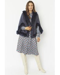 Jayley - Faux Fur Suede Cape Jacket - Lyst