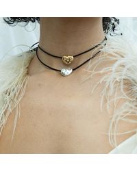 SEOL + GOLD - Sterling Cz Bubble Heart Cord Necklace - Lyst