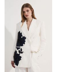 Karen Millen - Premium Summer Embellished Applique Tailored Jacket - Lyst