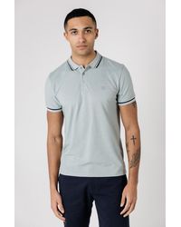 Kensington Eastside - Light Textured Polo Shirt With Button-Up And Logo Badge - Lyst