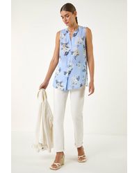 Roman - Floral Print Longline Blouse - Lyst