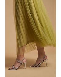 Oasis - Sana Metallic Faux Leather Embellished Cage High Stiletto Heeled Sandals - Lyst