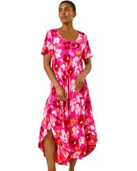 Roman - Floral Print Asymmetric Hem T-Shirt Dress - Lyst