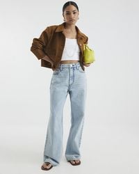 River Island - Straight Jeans Petite High Rise Relaxed Cotton - Lyst