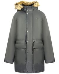 Fred Perry - Padded Waxed Cotton Hooded Parka Jacket - Lyst