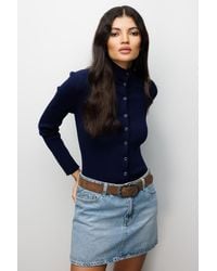 MixRay - Slim Fit Half Turtleneck Cardigan With Button Closure - Lyst