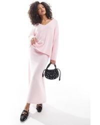 Pieces - Fluffy Knitted Maxi Skirt Co-Ord - Lyst